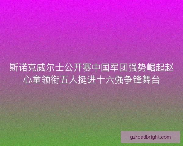 斯诺克威尔士公开赛中国军团强势崛起赵心童领衔五人挺进十六强争锋舞台